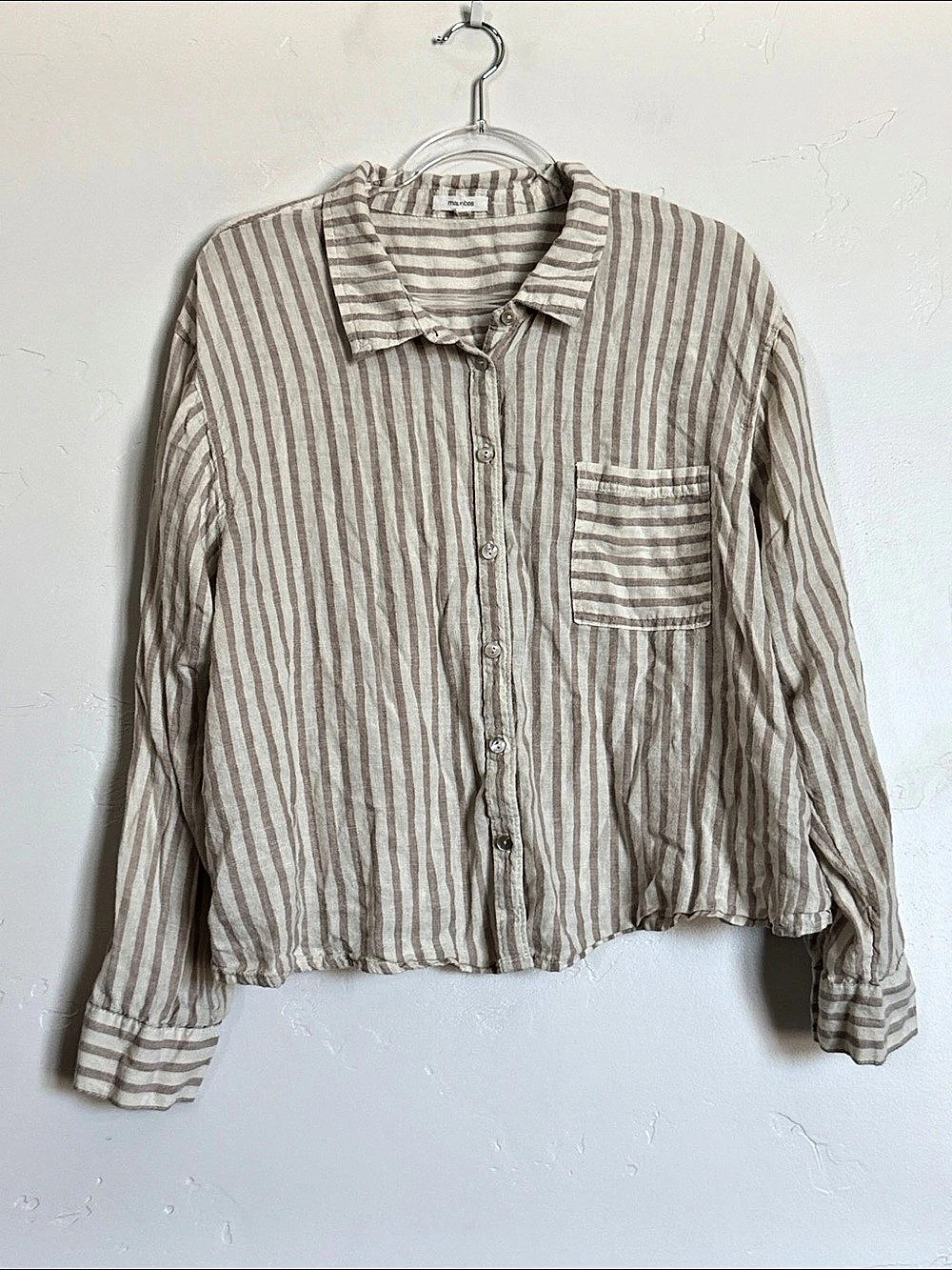 maurices Striped Linen Blend Button Down Size XL